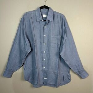 CP Company Massimo Osti Linen Shirt Mens Large 2 Grey Button Down Workwear Italy